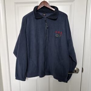 Vintage Olympics Jacket Mens XL Blue Team USA Fleece Full Zip Embroidered